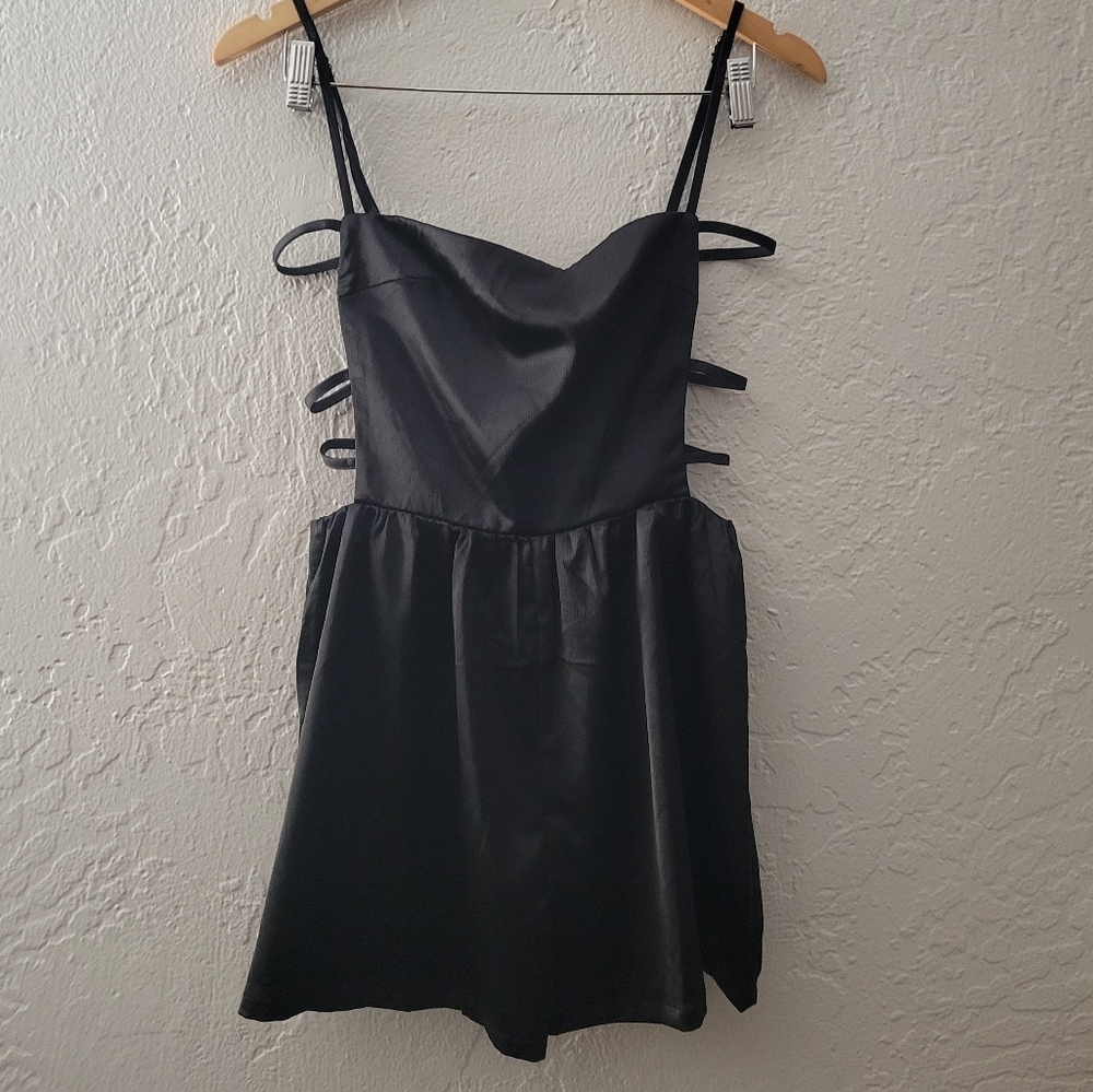Nasty Gal Moonlight Nights Satin Cut-Out Playsuit Size 2 NWT